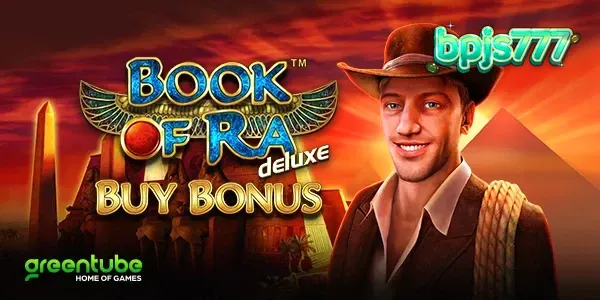 Tampilan visual slot Book of Ra deluxe dengan elemen Mesir kuno