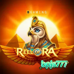 Tampilan antarmuka slot Reel of Ra dengan simbol koin dan gulungan pengali.